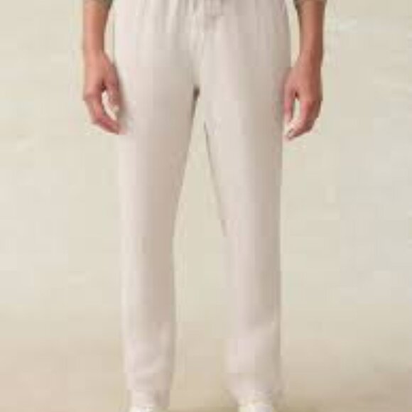 Faherty Linen Drawstring Pant Cream Small - Picture 1 of 4